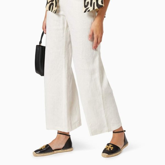 NIB Tory Burch Eleanor D'orsay Leather Espadrille Sandal BLACK 6.5 7 7.5 8 8.5 9 - Picture 2 of 16